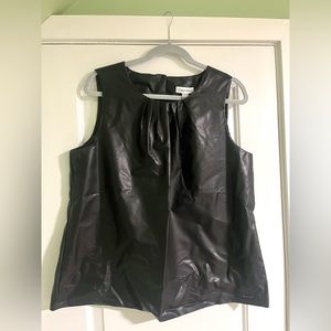 Brand new Calvin Klein black faux leather sleeveless top, size XL